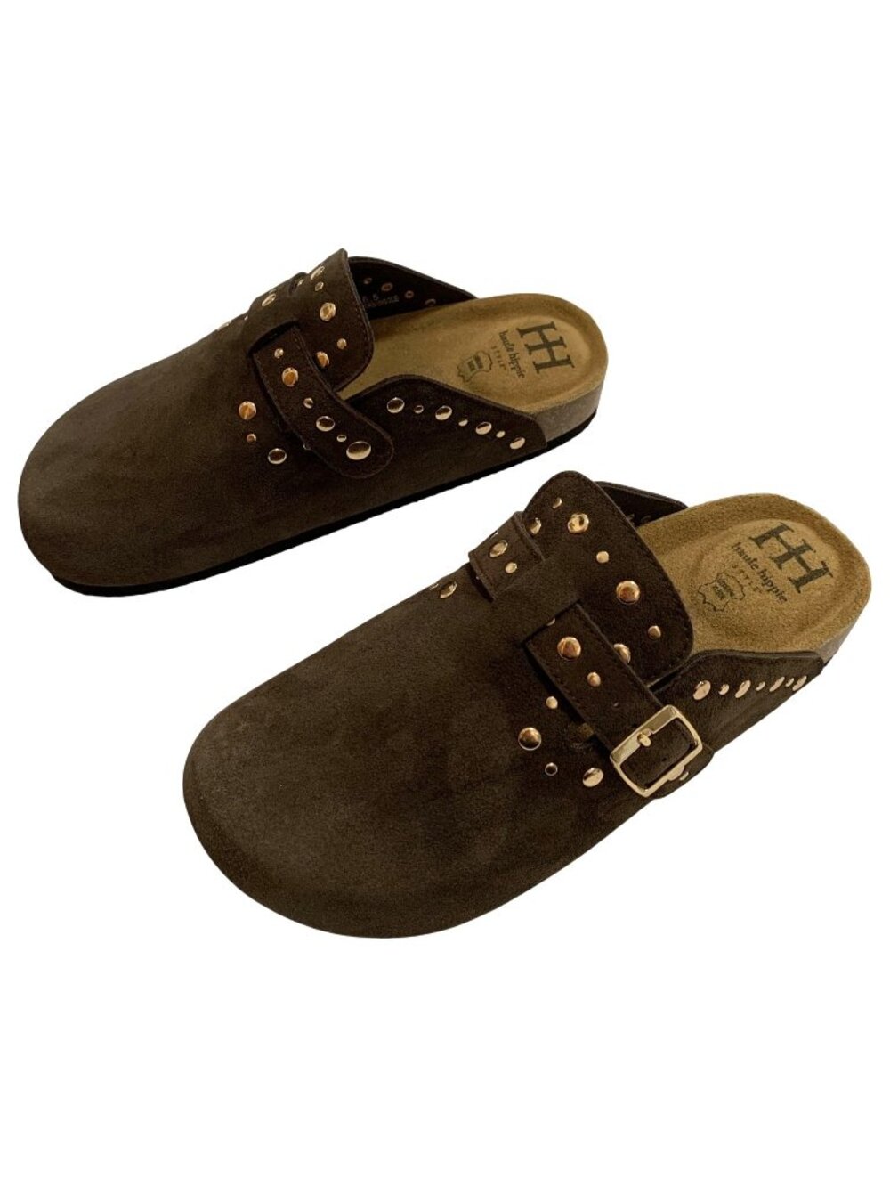 Haute Hippie Womens Brown Studded Suede Flavia Mule Clogs Size 6.5
